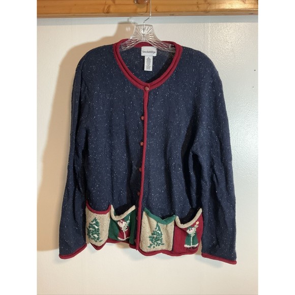 Breckenridge Women’s XL Christmas Cardigan Vintage Art to Wear Button Front - Picture 1 of 9